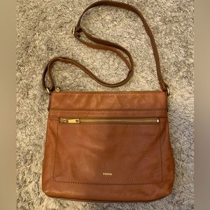 Fossil Brown Cow Leather Women's Shoulder/ Crossbody Bag